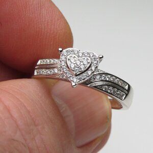 *925 Sterling Silver Diamond Band Engagement Ring